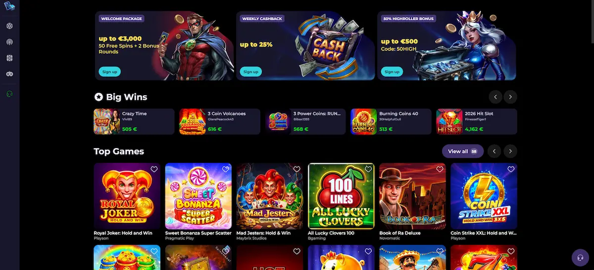 HighFlyBet Casino Startseite – Spielangebot und Willkommensbonus