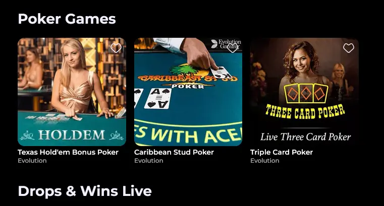 HighFlyBet Live Casino Poker – Caribbean Club Poker und Crystal Poker im Live-Bereich