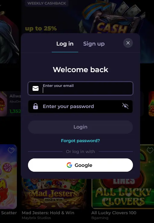 HighFlyBet Casino Login – Anmeldemaske auf casinohighfly.de